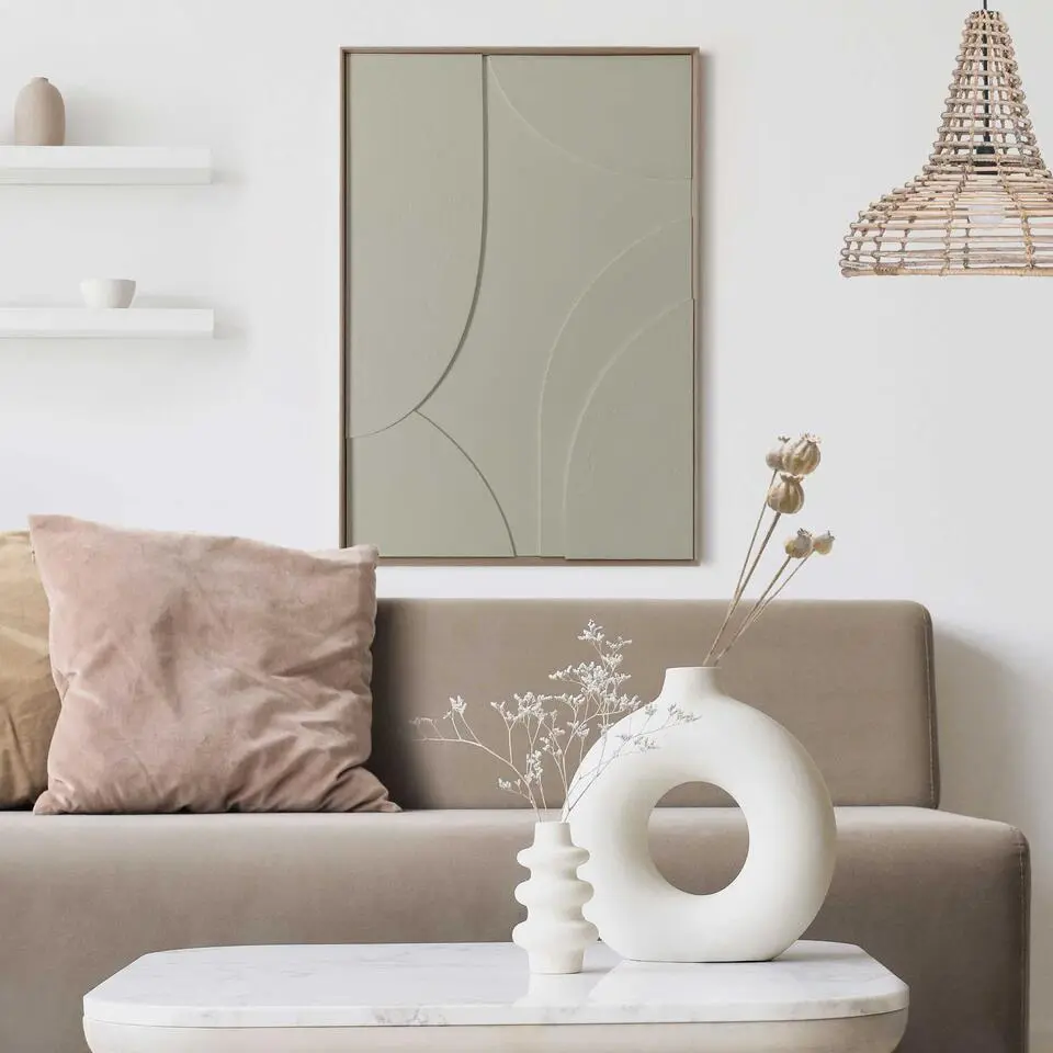 Schilderij 3D Art Terrace - sage green - 70x50cm - Groen