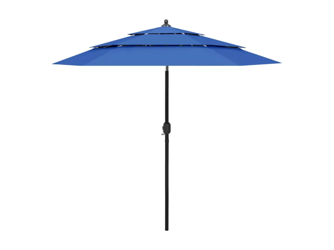 Parasol à 3 niveaux avec mât en aluminium Bleu azuré 2,5 m