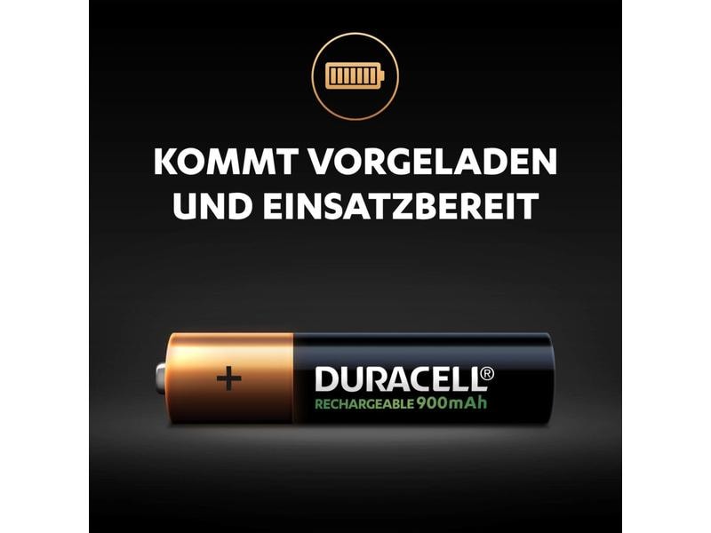 Duracell Akku Recharge Ultra PreCharged NiMH AAA 900 mAh, 4 Akku-Typ AAA, 4 Stück