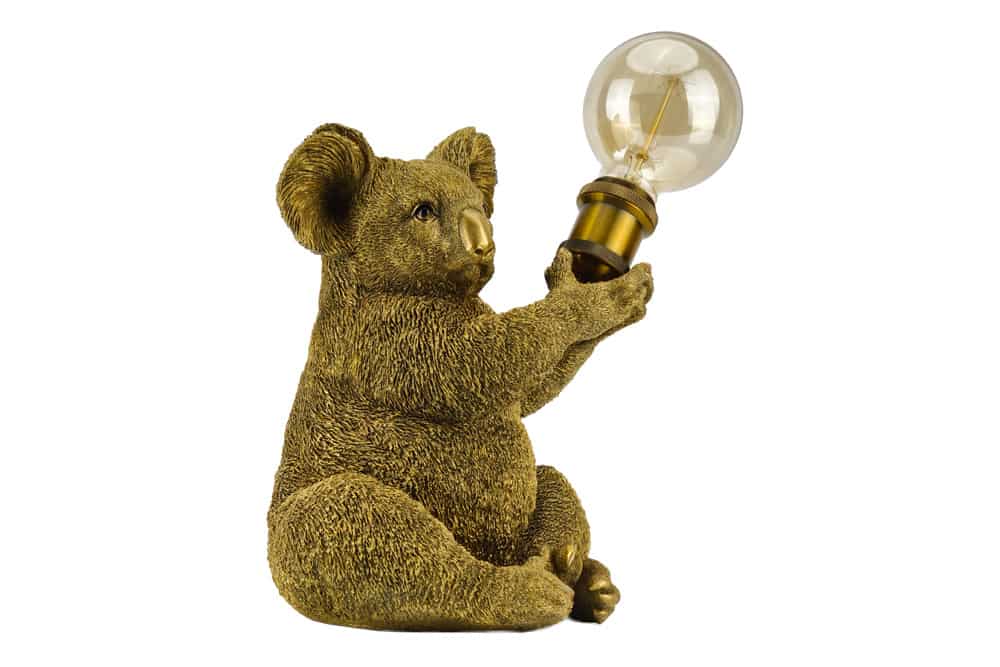 Handgefertigte Tischlampe KOALA 35cm gold Skulptur