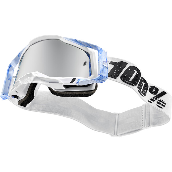 100% - Masque Racecraft 2 Mixos - Silver Flash Mirror Blanc / Noir / Bleu