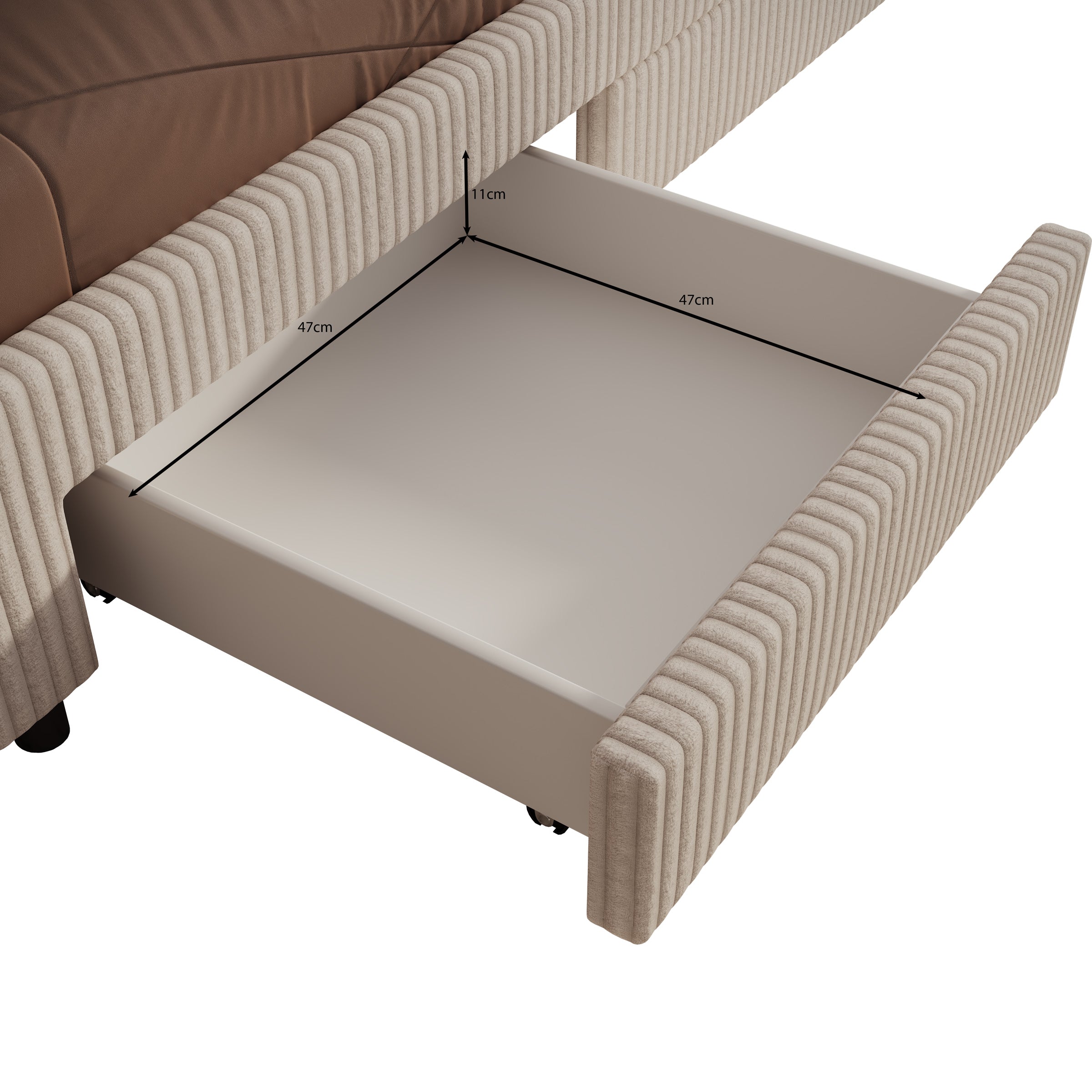 Suente - Tweepersoonsbed met 4 lades - Teddystof Wit - 180x200 cm