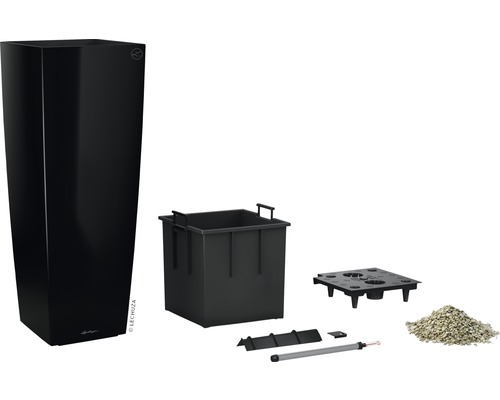 Lechuza Cubico Alto 40 plantenbak complete set H 105 cm zwart