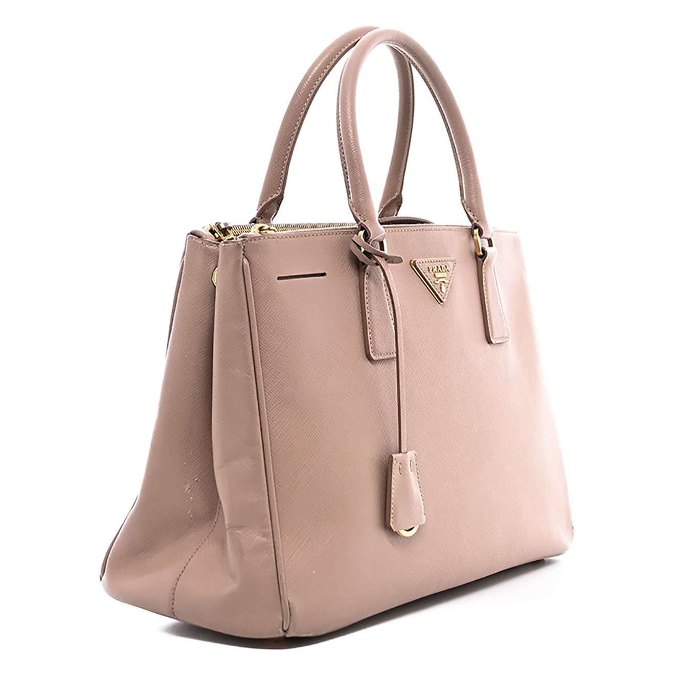 Prada Sac à main Galleria GM en Cuir Saffiano rose - Bon état - L.33 cm