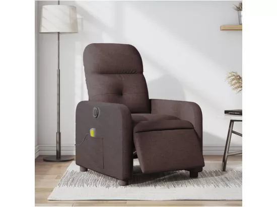 Fauteuil massant inclinable électrique Marron foncé Tissu
