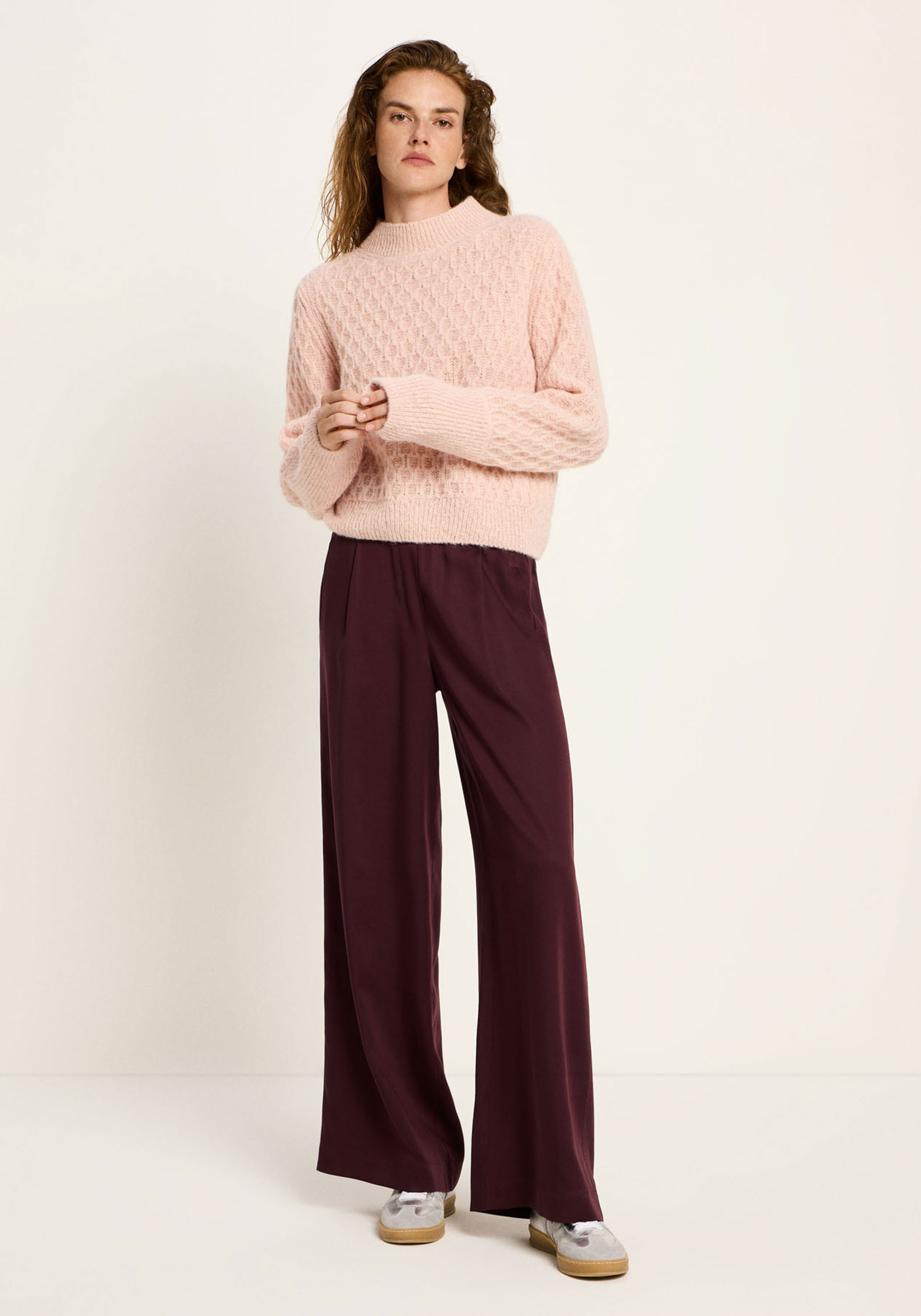 Lanius Pullover mit Zopfstrick Rose