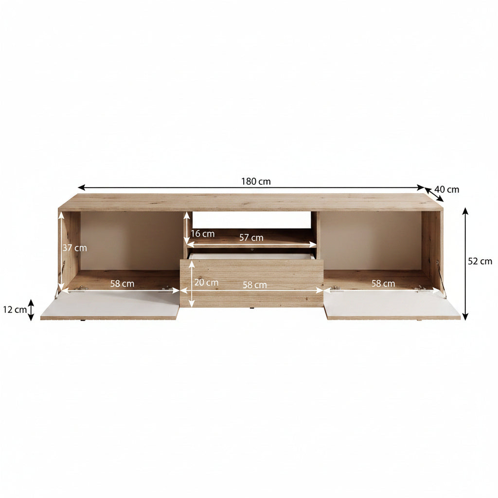 Fuzeta - TV-Meubel - Eiken - 180 cm
