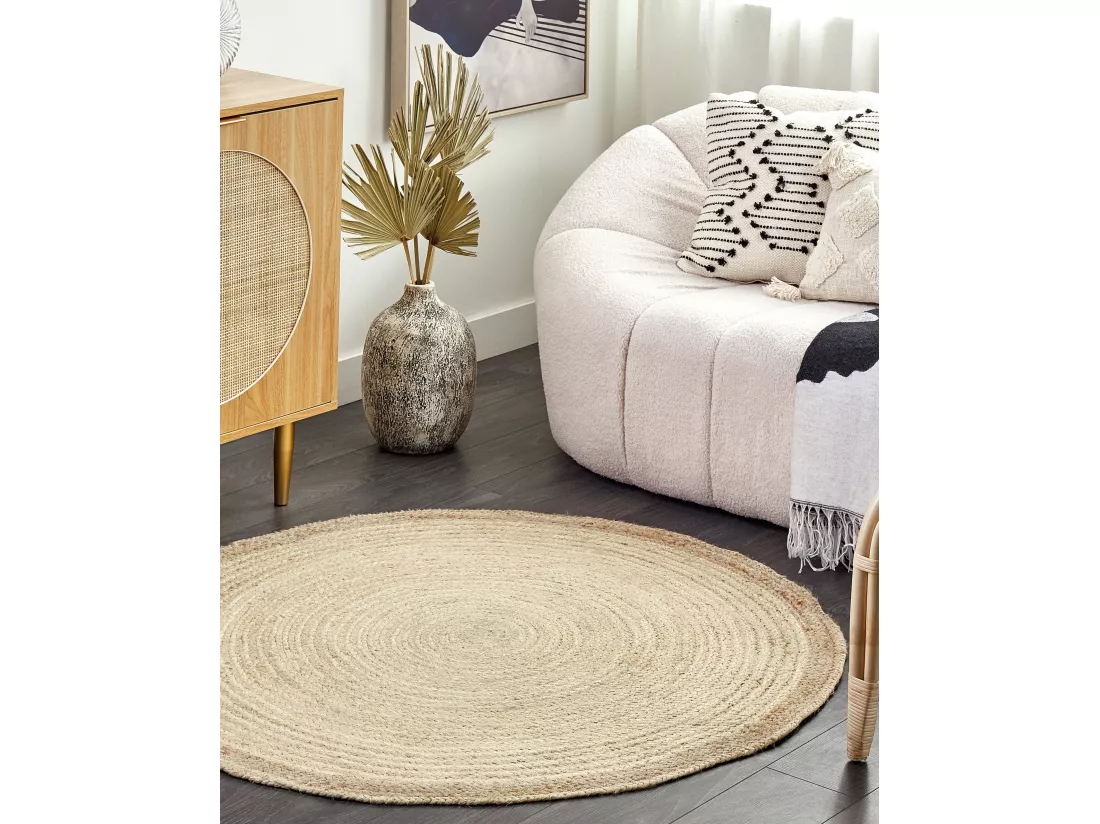Tapis rond en jute ⌀ 120 cm beige clair MENEMEN