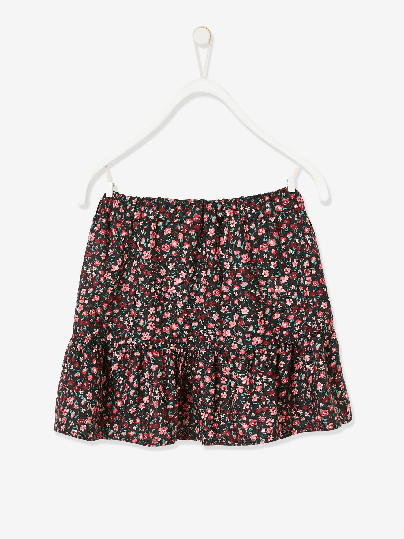 Saia estampada azul-escura para meninas