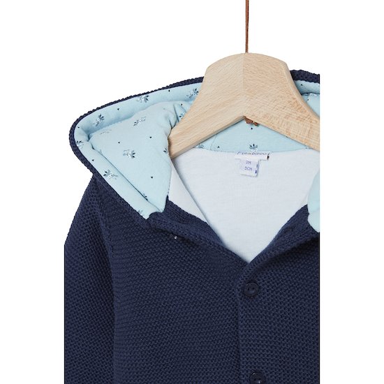 Petit Cocon Mignon Cardigan à capuche   Bleu        de               P'tit bisou