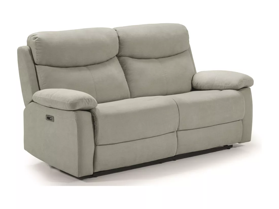 Canapé de relaxation en tissu Kosta-Couleur Gris clair-3 places relax électrique