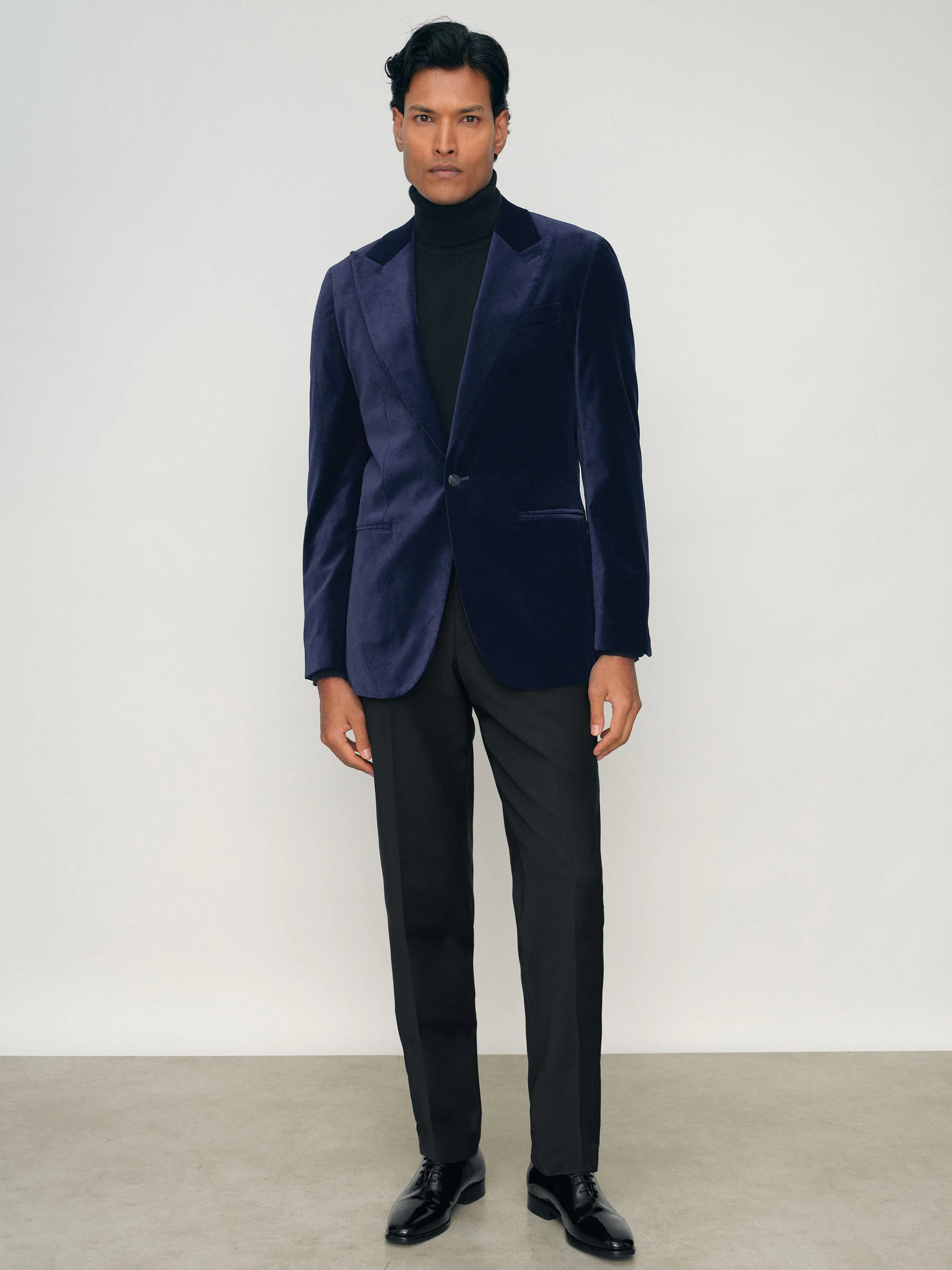 Helderblauw - Reiss Apsara Tailored Single-Breasted Velvet Blazer Slim-Fit