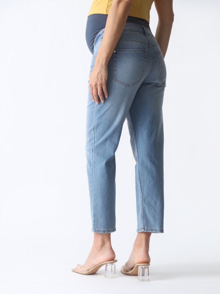 Calça jeans reta para gestantes - Índigo