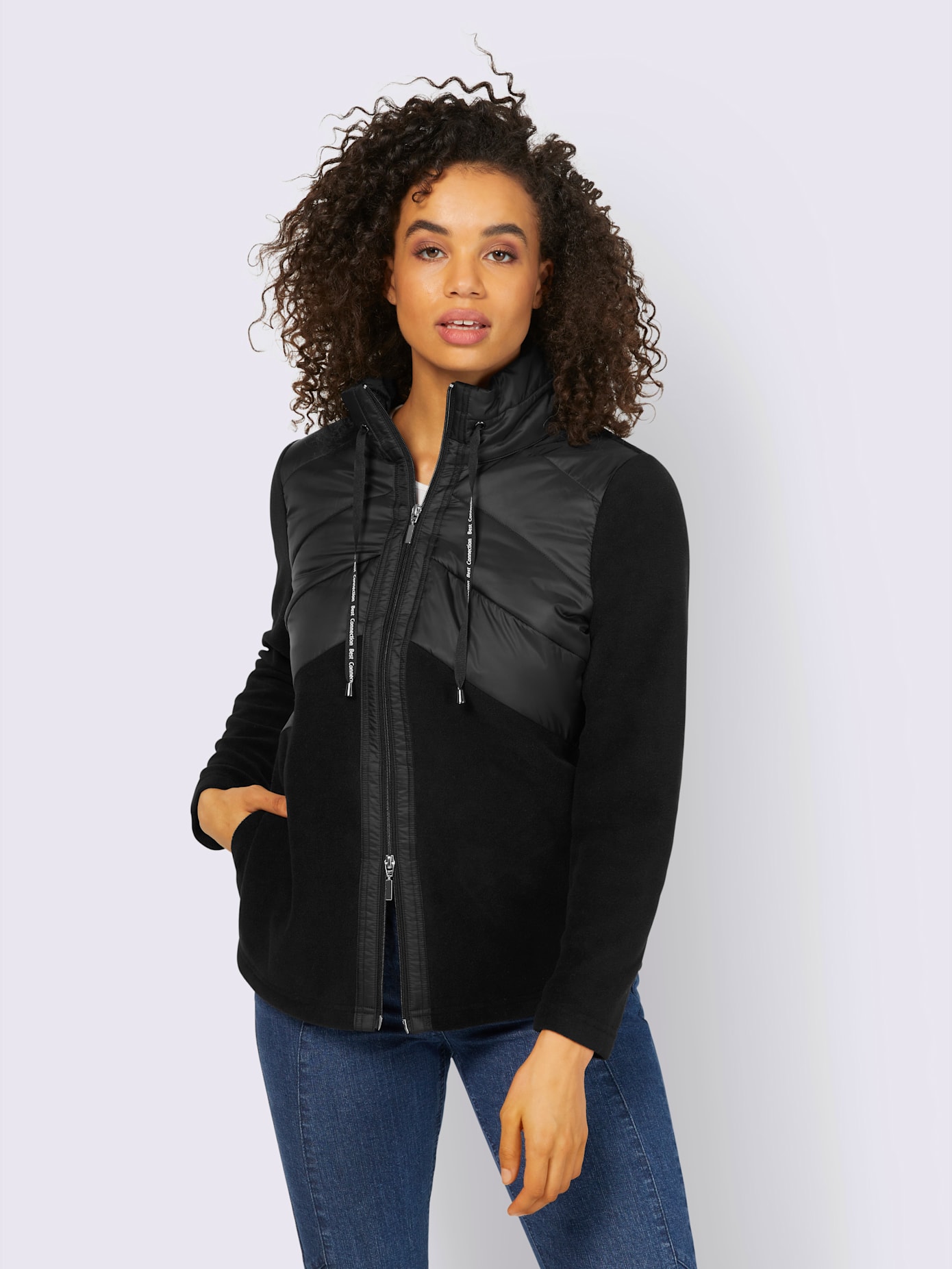 Veste polaire empiècement en nylon tendance