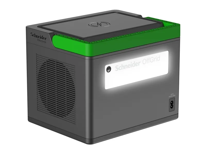 Schneider OffGrid 500 - Transportabel strømstation - LCD, lithium-ion, 2 CEE 7/3 schuko stik, sinusbølge, 3 USB-A, 2 USB-C, trådløs oplader - AC 195 - 265 / DC 12 -30 V - 500 Watt - Litiumion - 517 Wh - output-stikforbindelser: 2 - sort, grøn