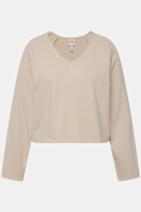 Sweatshirt, kurz, V-Ausschnitt, Langarm, Biobaumwolle
