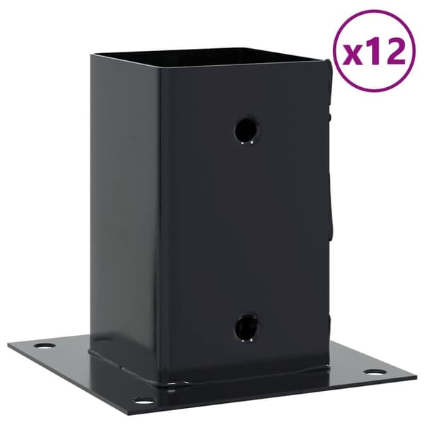 vidaXL Stolpebunner firkantet 12 stk 81x81 mm pulverlakkert stål
