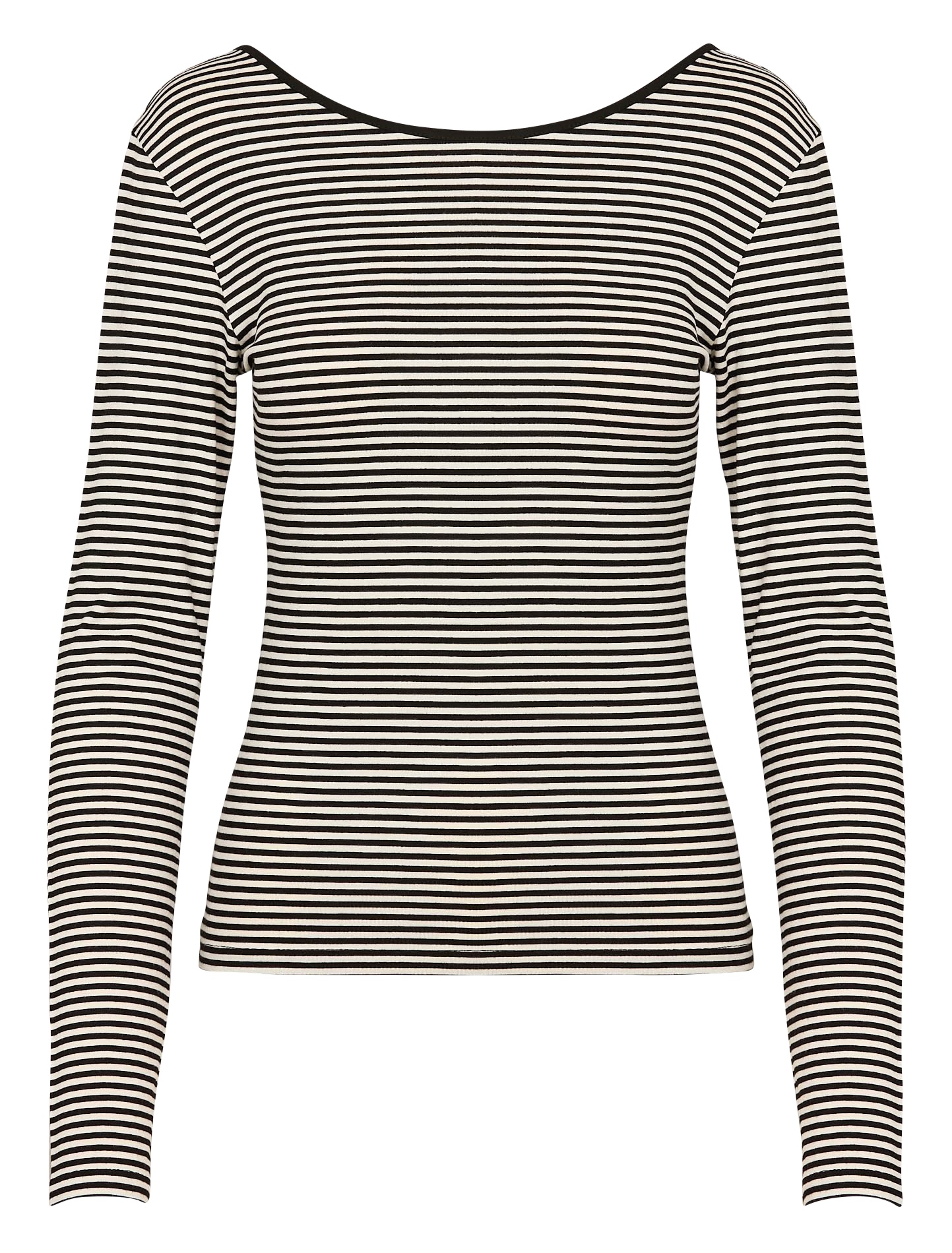 ELFY - Tee-shirt col rond ajusté à rayures | Noir