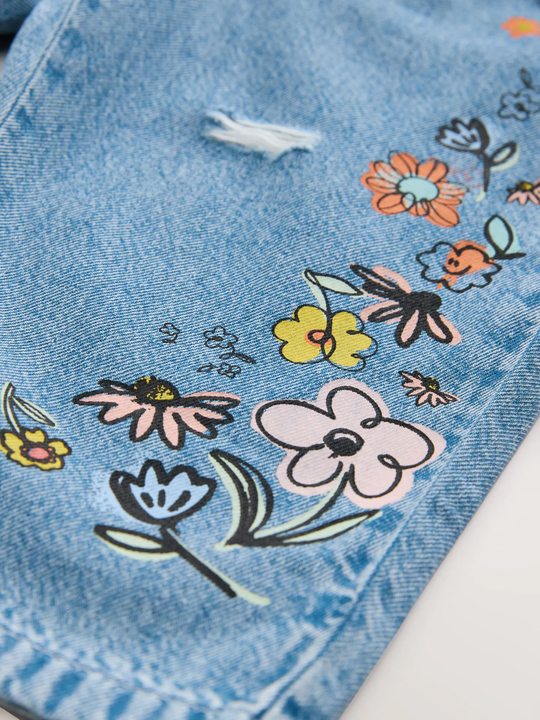 Denim - Jeans met bloemenprint (3mnd-7jr)