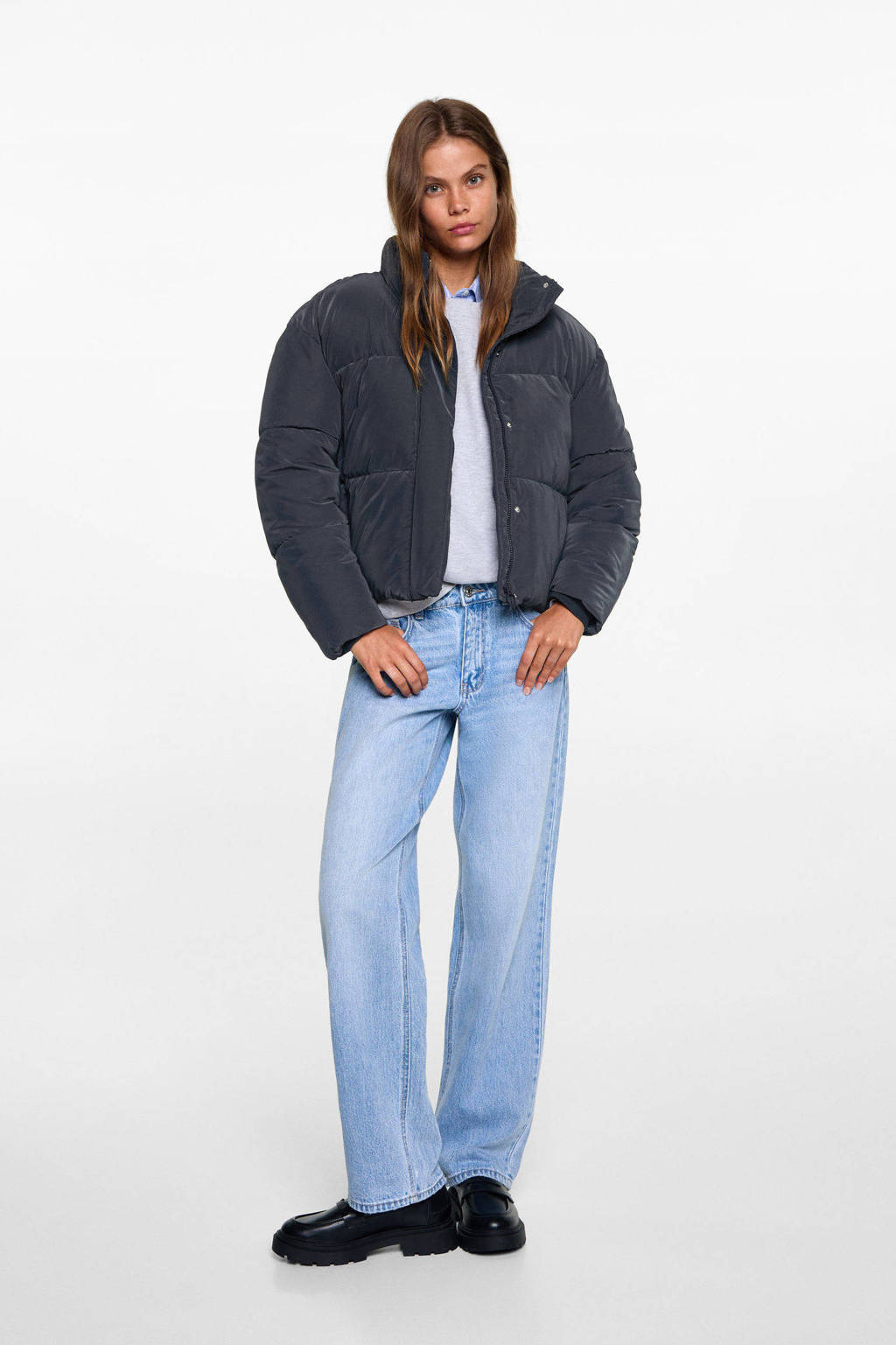 MANGO TEEN gewatteerde jas donkerblauw
