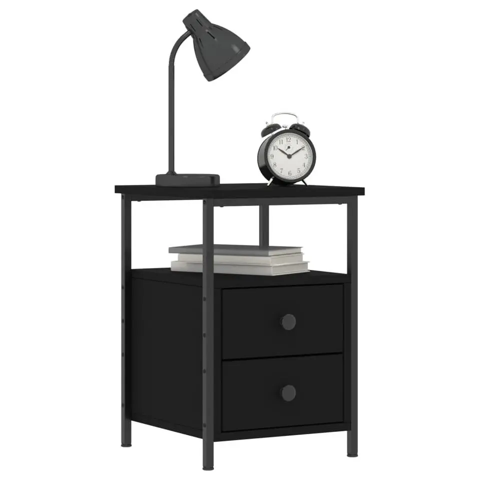 vidaXL - Nachtkastje - Zwart - Bewerkt hout