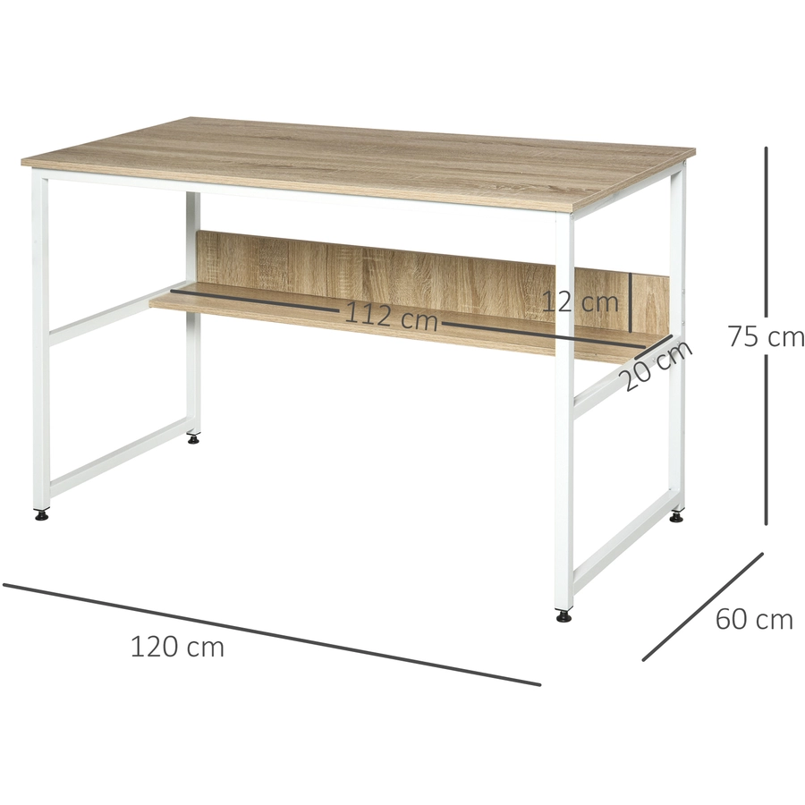 HOMCOM Schreibtisch mit großer Arbeitsfläche natur
