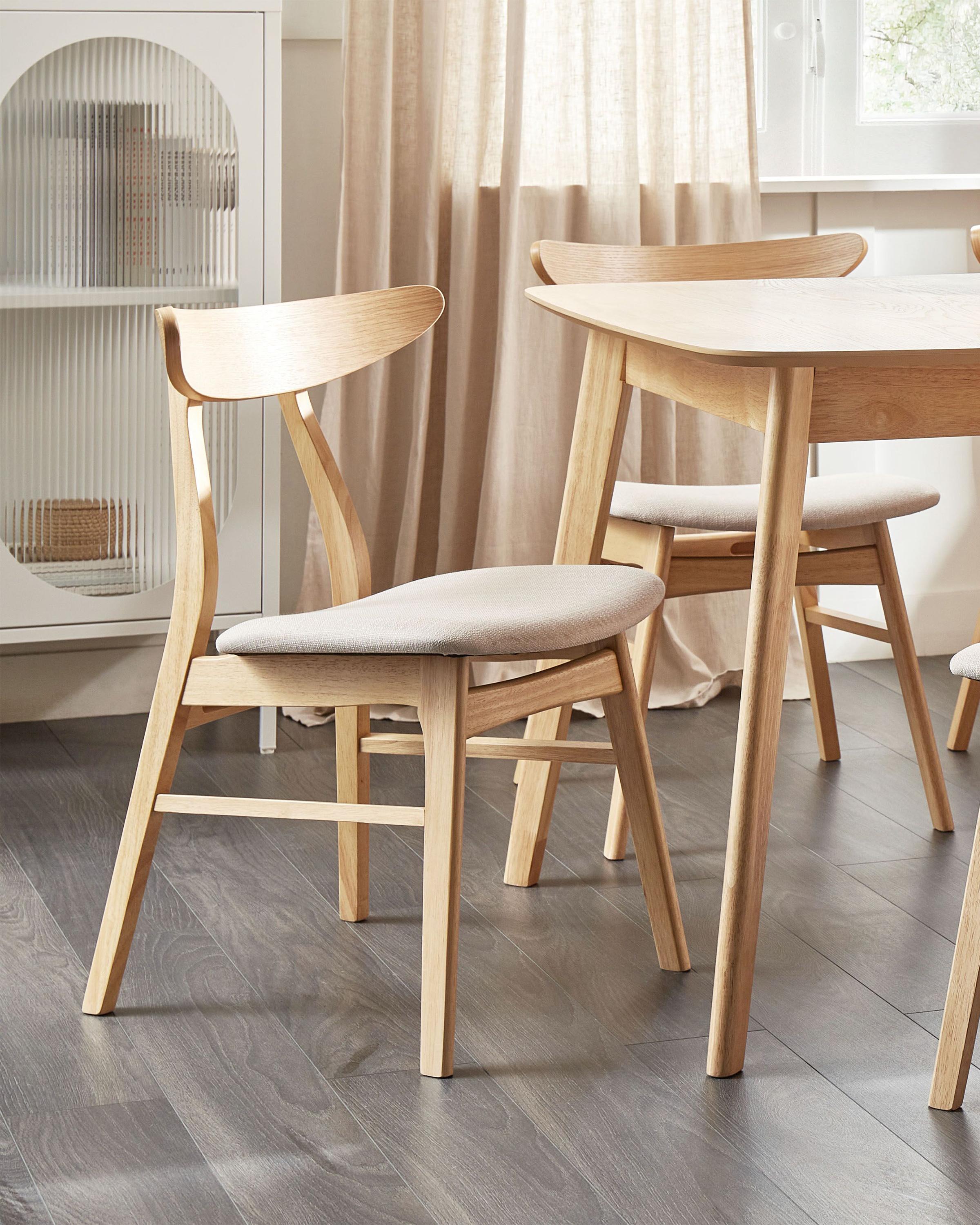 Set van 2 eetkamerstoelen LYNN Hout Lichtbruin/beige