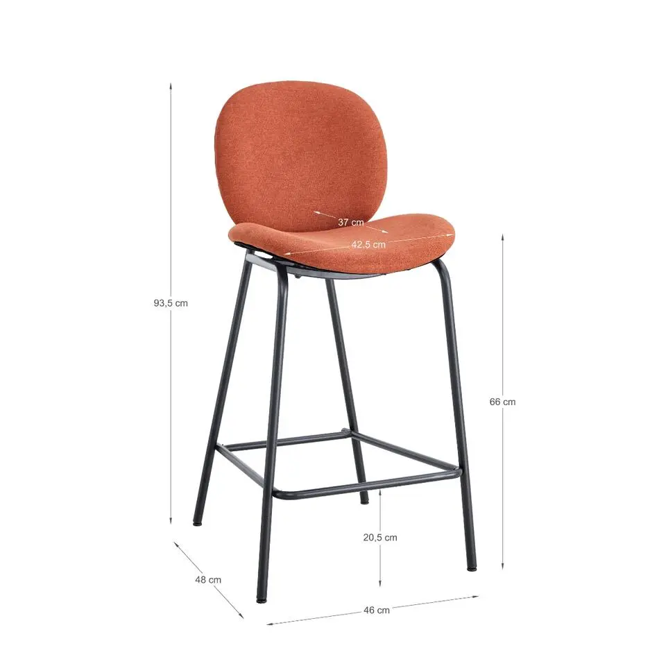 CALICOSY - Set van 2 krukken in stof CORI - 54x43x66 cm