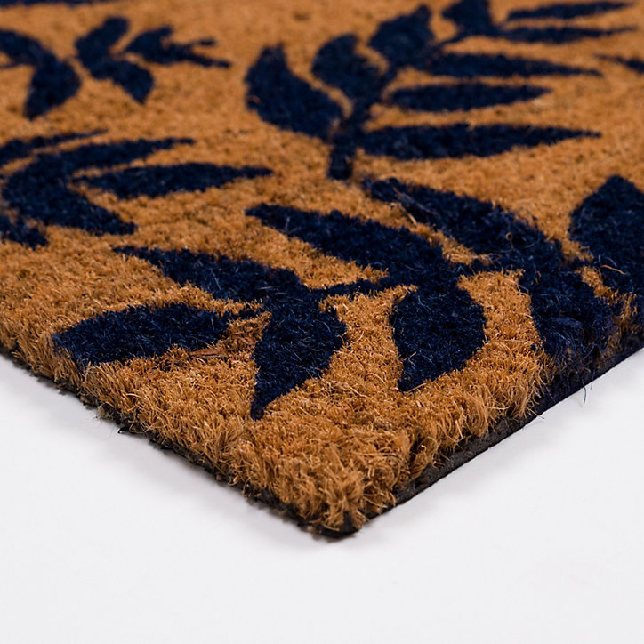 Tapis coco imprimé feuillage violet L.60 x l.40 cm