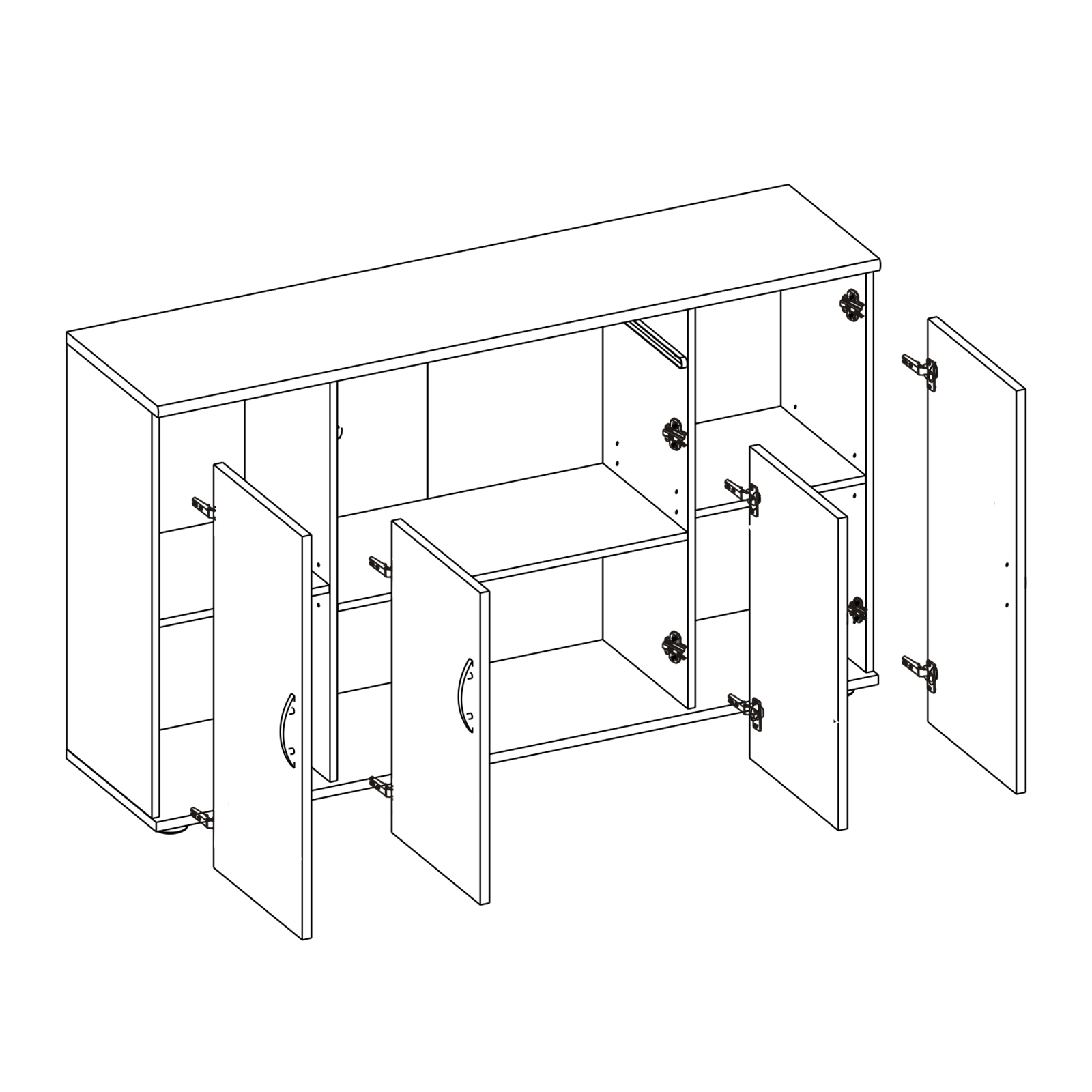 Kommode - Sonoma Eiche - 4 Türen - 118 cm