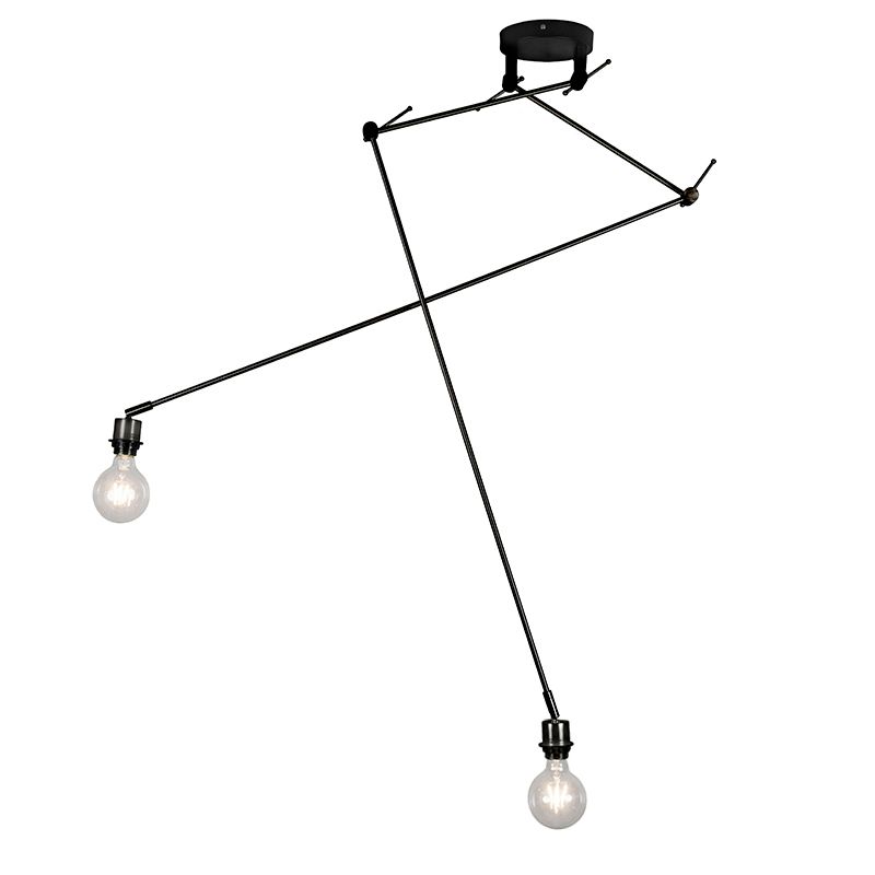 Moderne hanglamp zwart zonder kap 2-lichts - Blitz