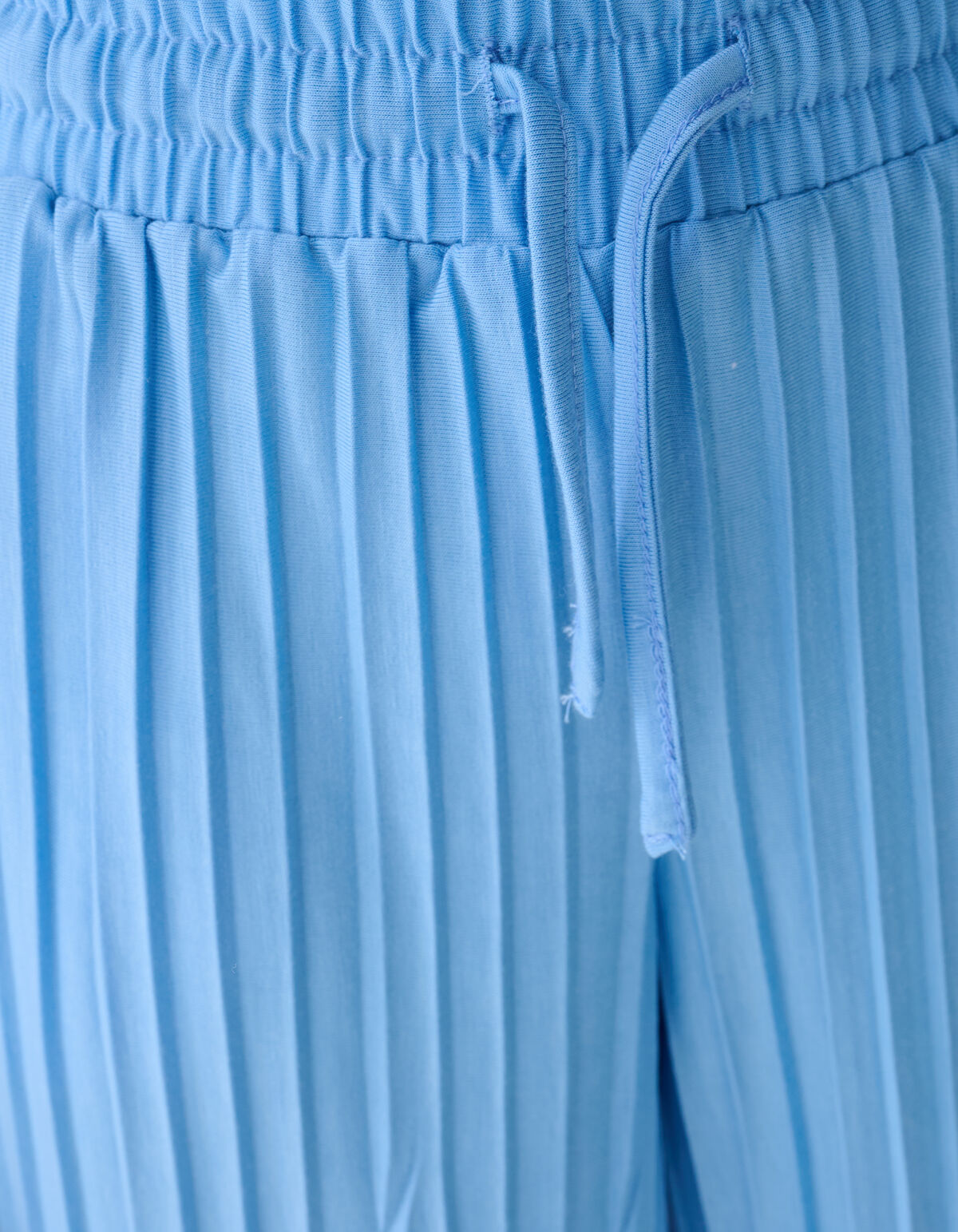 Plissé Wide Leg Broek Blauw