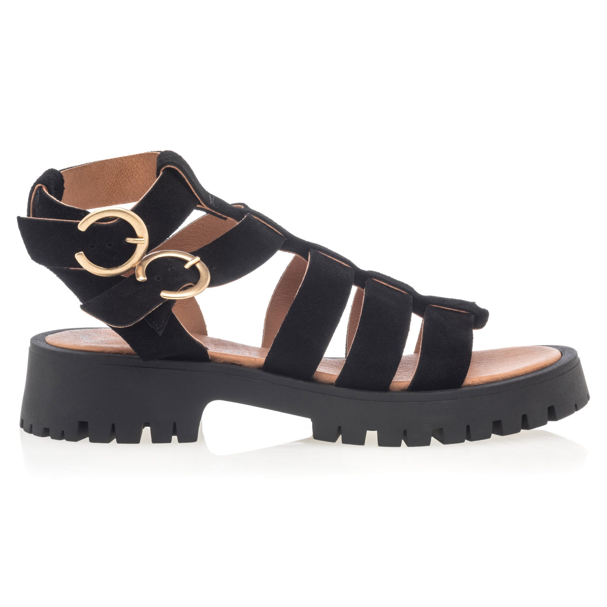 Sandales Femme en cuir noir