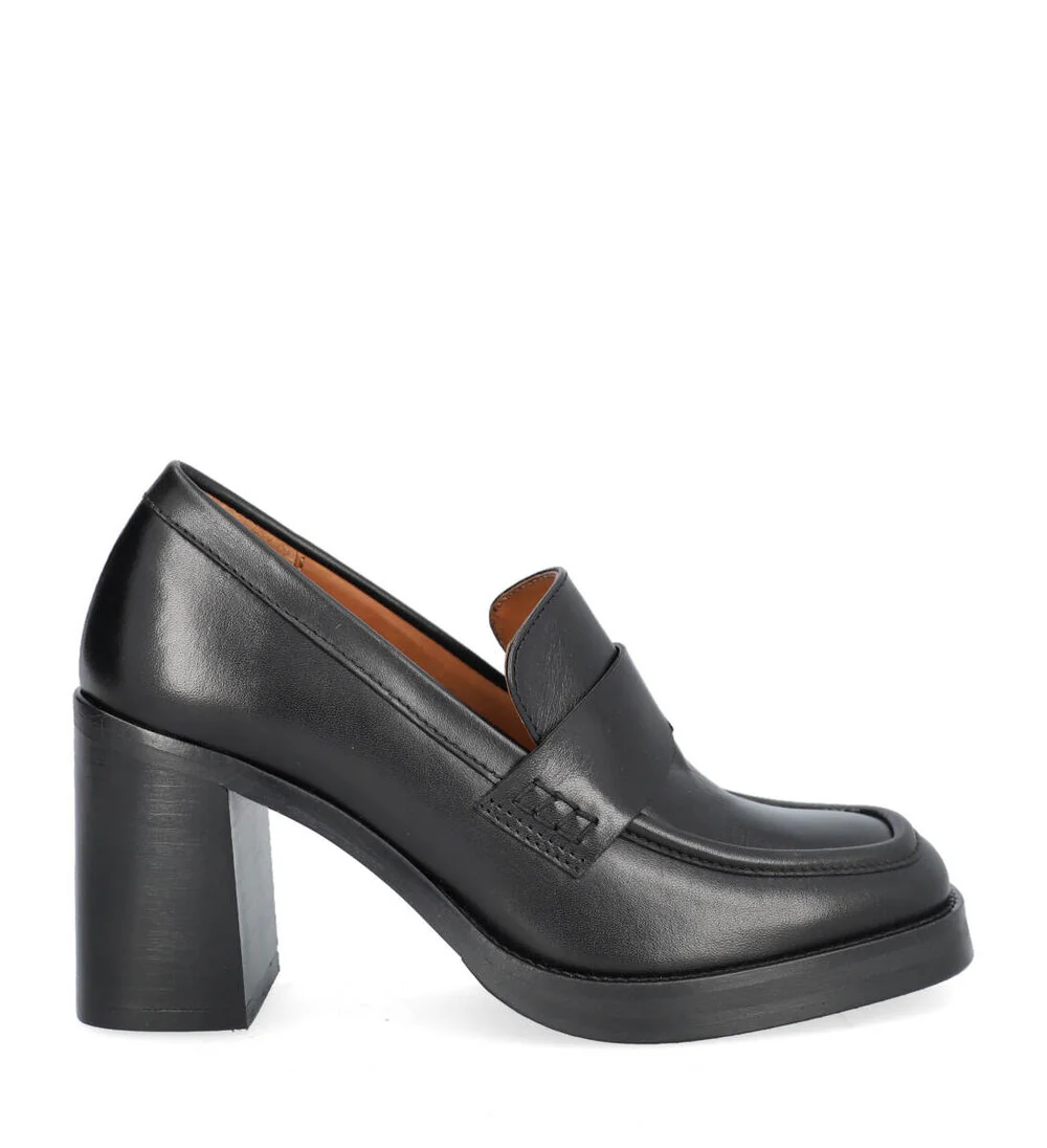Billi Bi  A5210 Loafers med høj hæl - Black Calf Crust