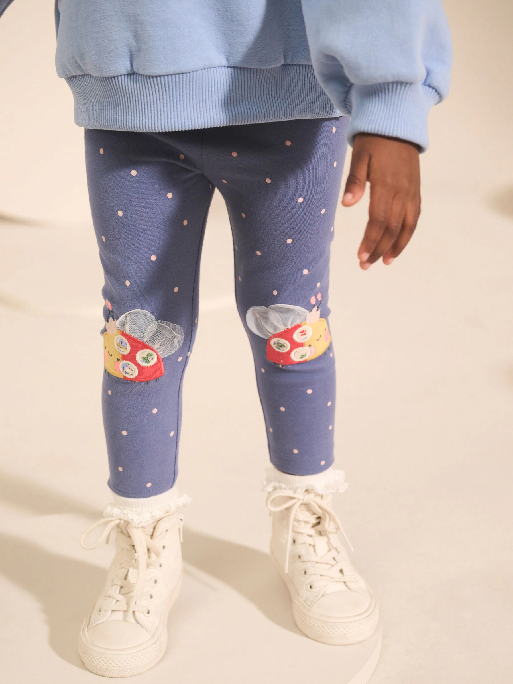 Blauw lieveheersbeestje - Versierde leggings (3 mnd-7 jr)