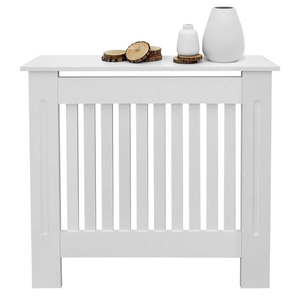 ECD Germany radiatorbekleding, landelijke stijl, 78x19x82 cm, wit gelakt MDF, voor slaapkamer en woonkamer - radiatorbekleding, radiatorbekleding, verwarmingsbekleding, radiatorbekleding