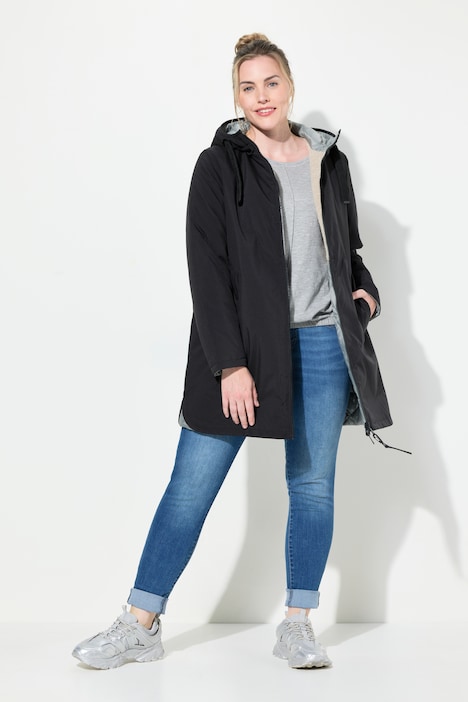Wendejacke aus Softshell, wasserabweisend, Kapuze