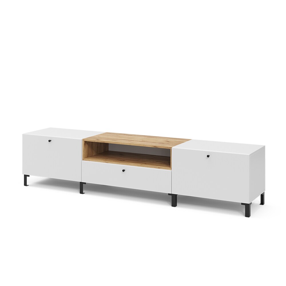 Vicco Lowboard Anteo, Weiß Oak, 200 x 45 cm, moderne Wohnzimmer Serie, Wohnwand
