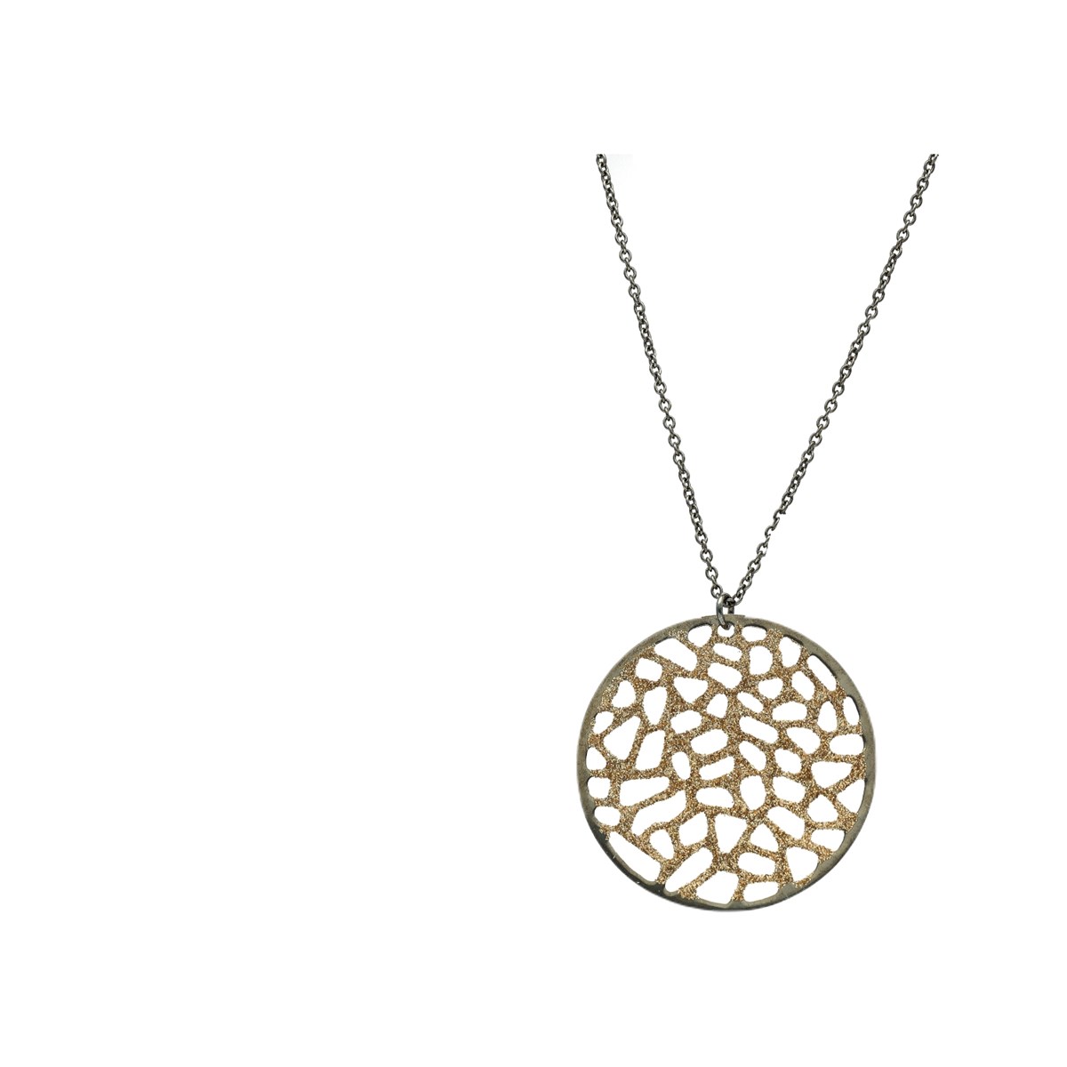 Collier Dentelé Argent Noir Doré