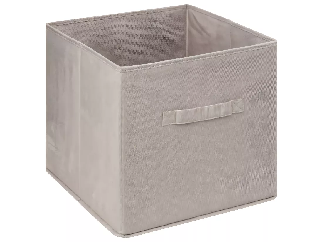 Boîte de Rangement en Velours Beige Lin 31 x 31 x 31 cm