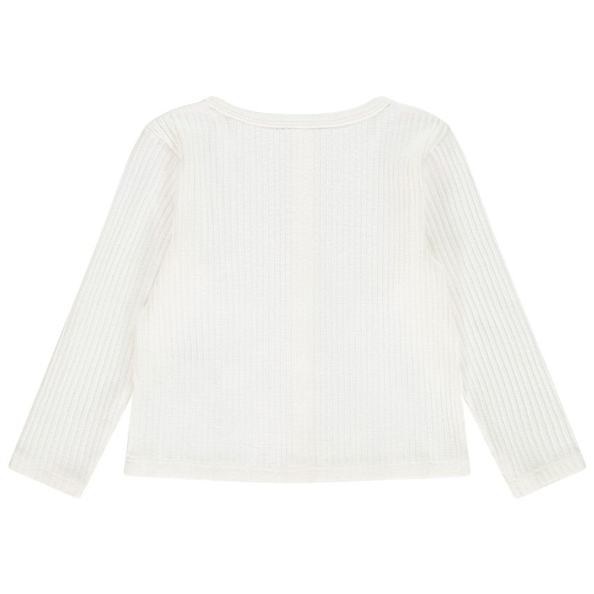 Gilet en maille côtelée pour bébé fille - Blanc