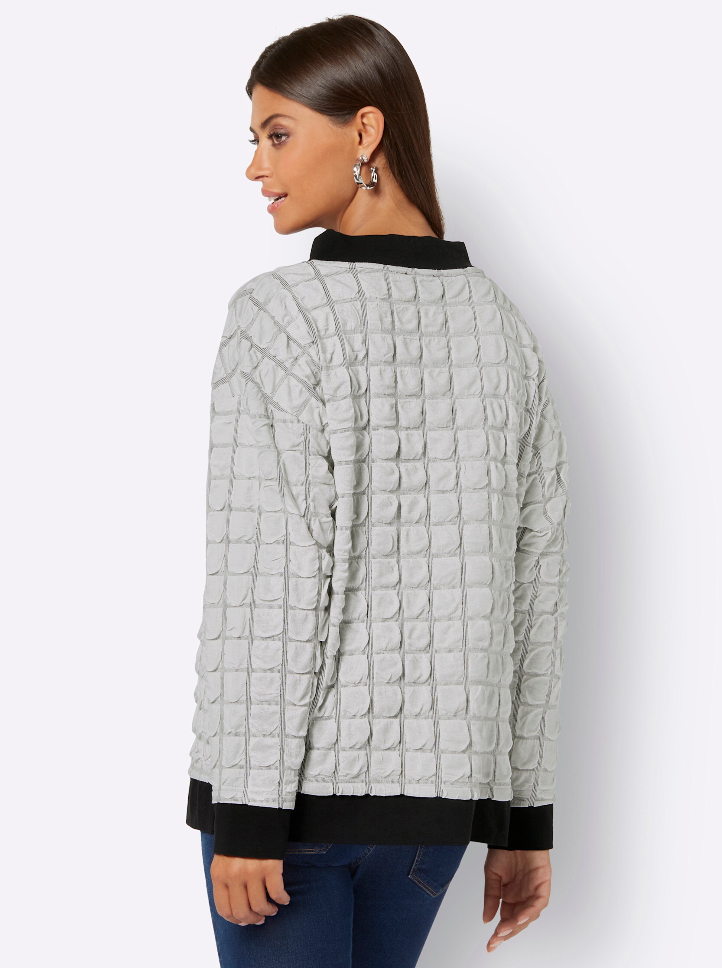 Sweatshirt in weiß-schwarz-gemustert