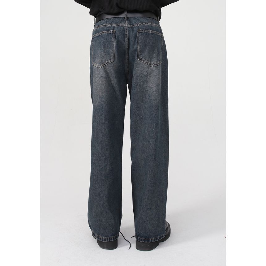 FAERIS - Mid Rise Washed Wide Leg Jeans