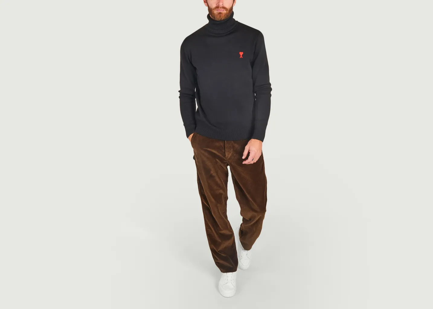 Pull col roulé en laine AMI Paris