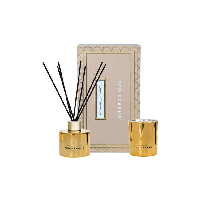 Ted Sparks Giftset Candle & Diffuser Vanilla & Cedarwood