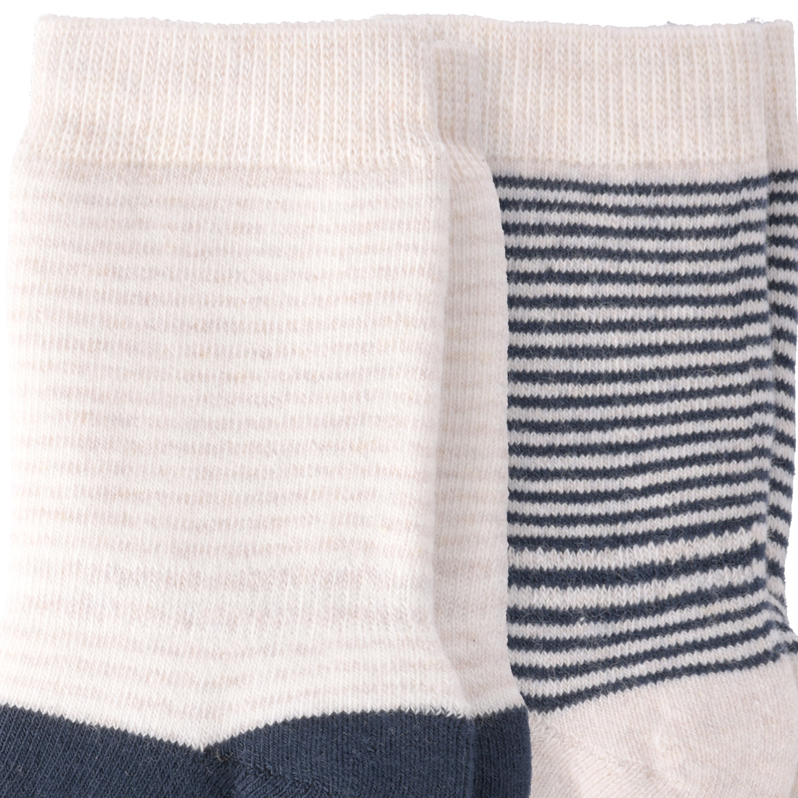Topomini 2 Paar Baby Krabbelsocken mit Streifen dunkelblau / creme