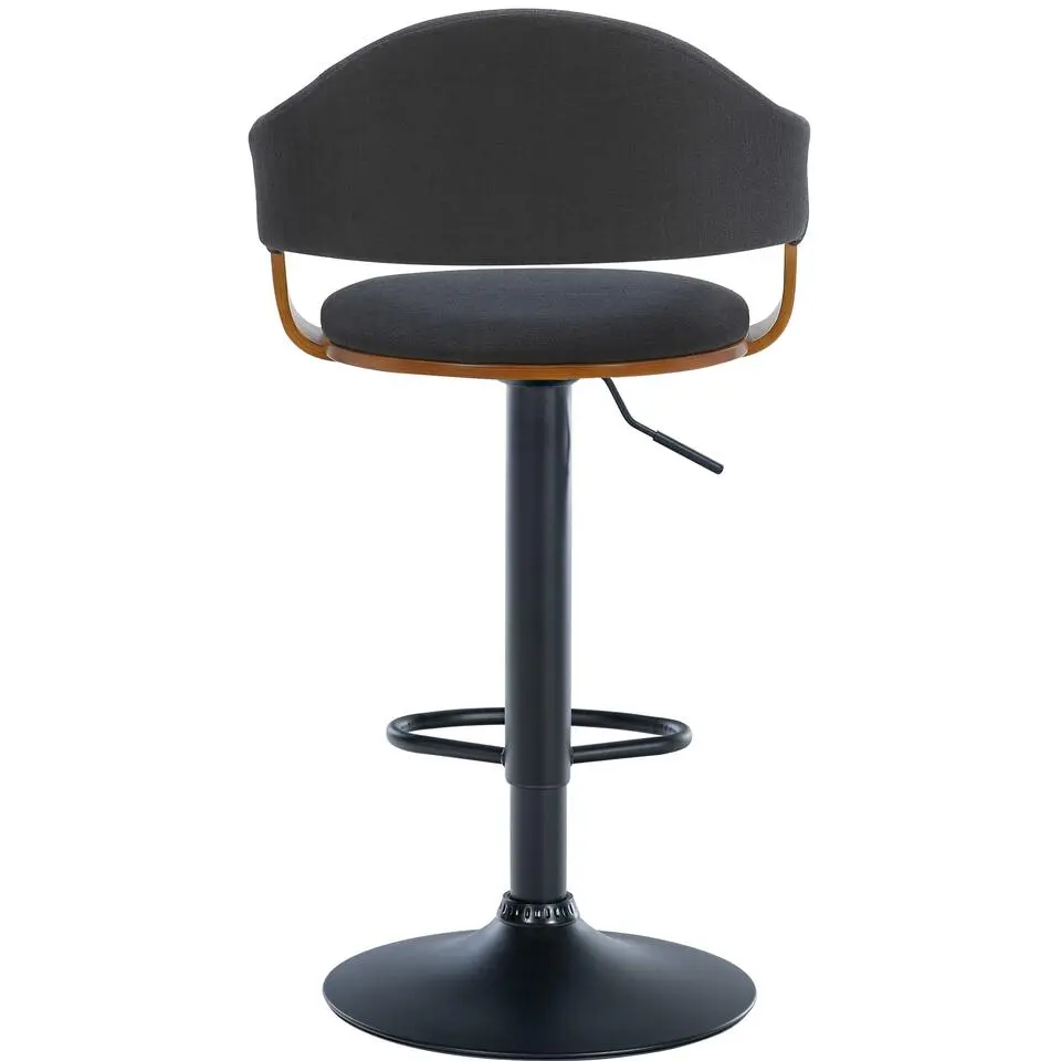 CLP Barkruk Nilse zwart Frame - Stof - walnoot/zwart