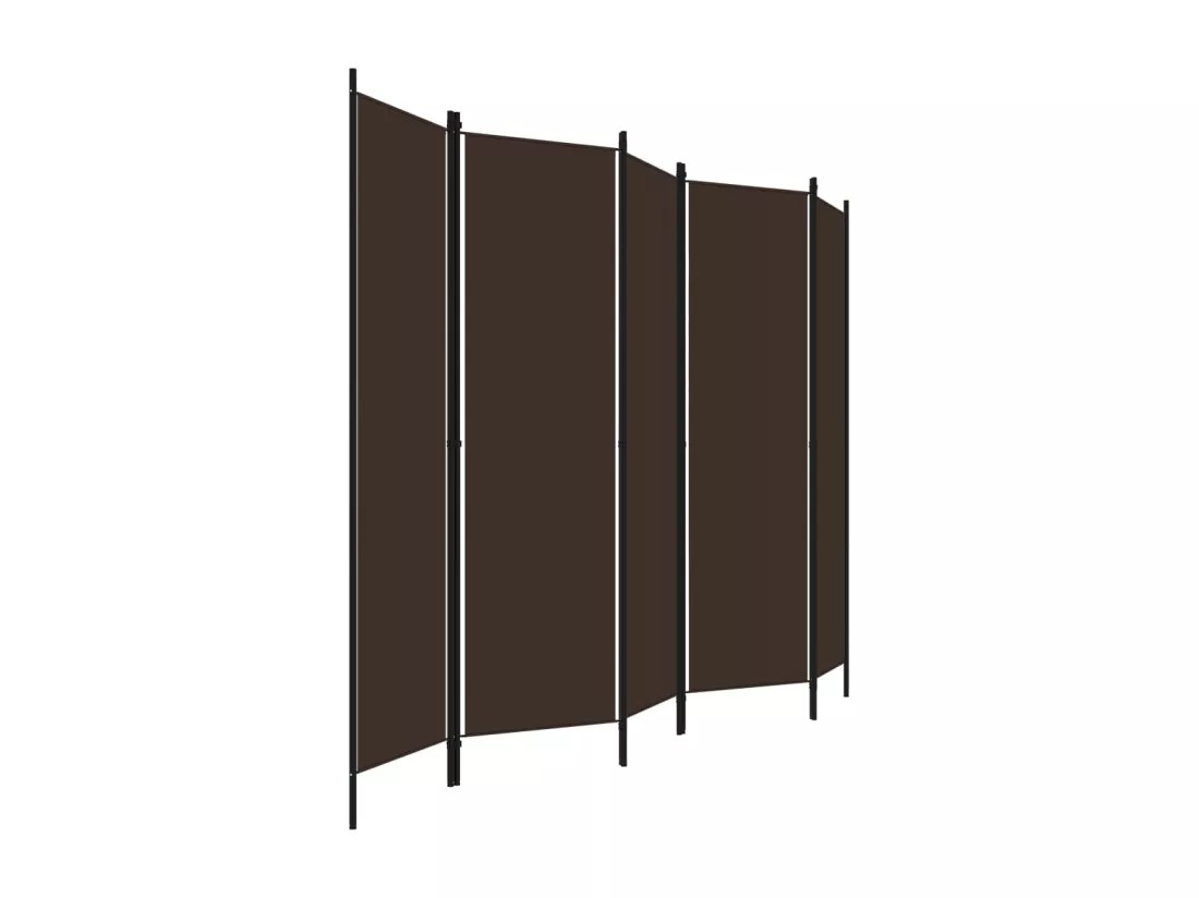 Cloison de séparation 5 panneaux Marron 250x180 cm