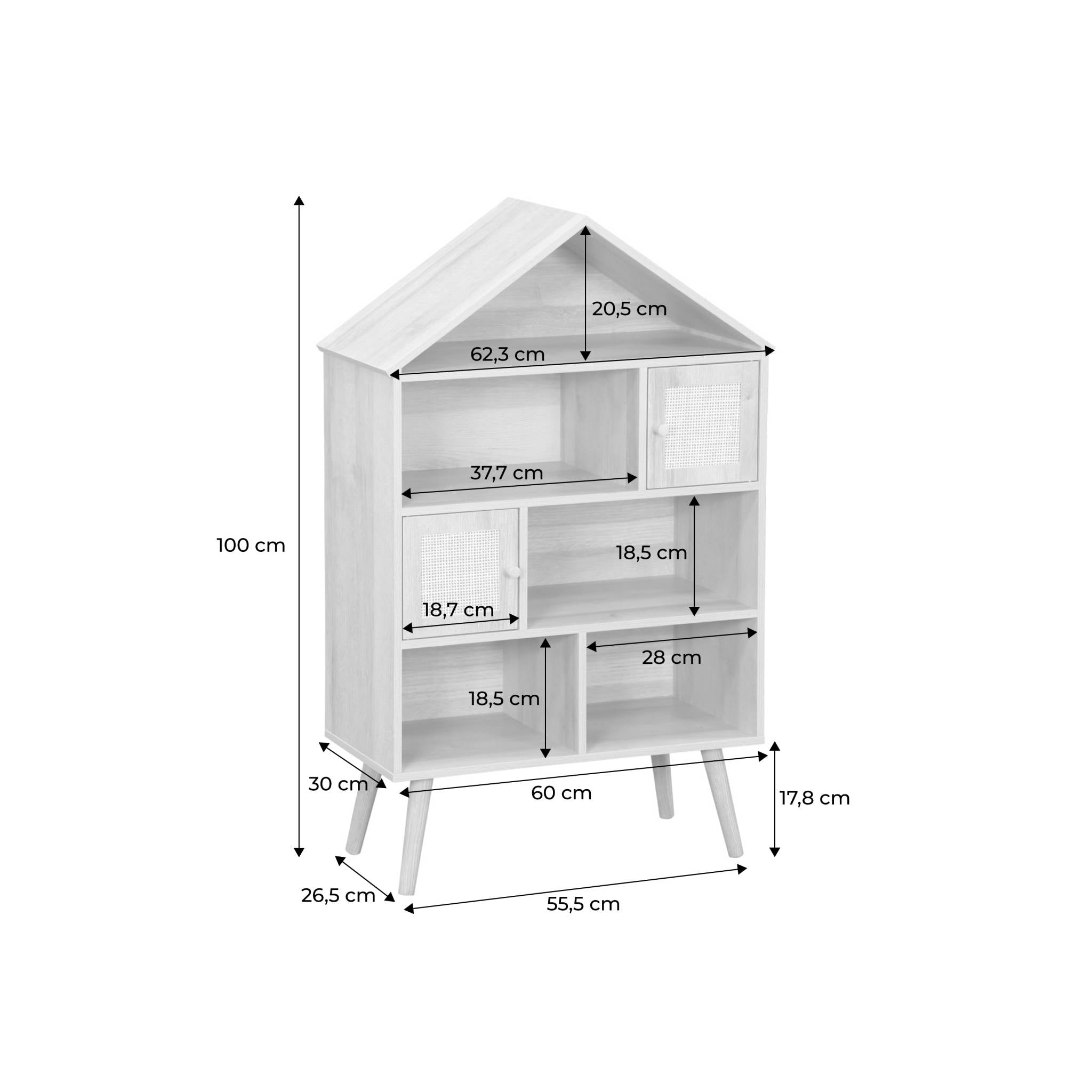 sweeek - Boekenkast, L60 x B30 x H100cm