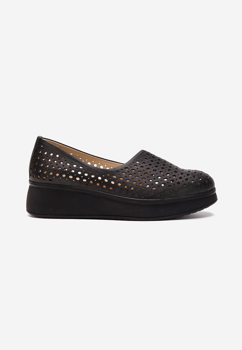 Chaussures casual femme en cuir noirs Patti